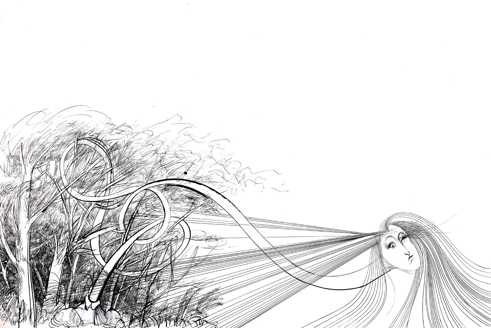 Alice's Hair is tangled in the thorns