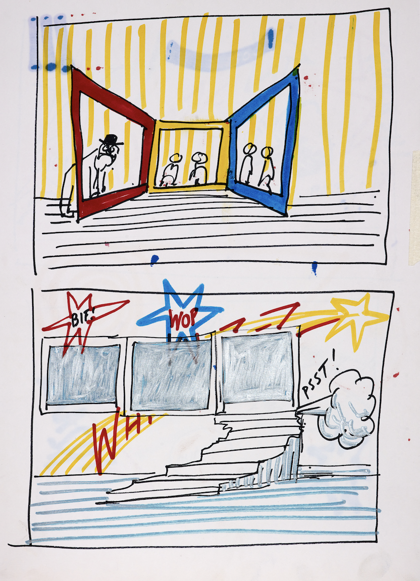 Set design by Ralph Steadman for theatre show, Ouch!